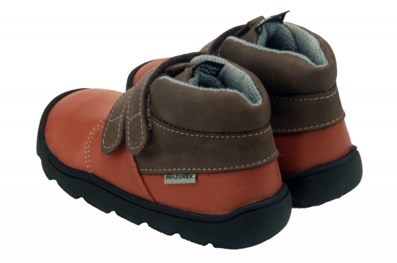  Trzewiki MAZUREK TE-POR 1359 KORAL BRĄZ barefoot na rzepy