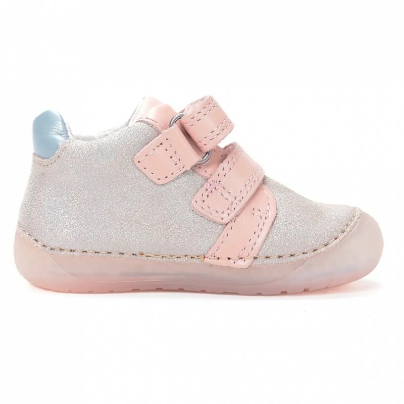Trzewiki D.D.STEP BAREFOOT S070-61798 Champagne na rzepy
