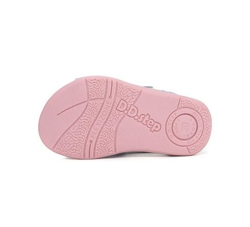 Sandałki skórzane D.D.STEP G075-61329A AERO BLUE na rzepy