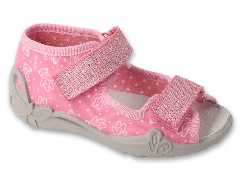 Befado 342P066 PAPI sandałki dziewczęce różowe na rzepy