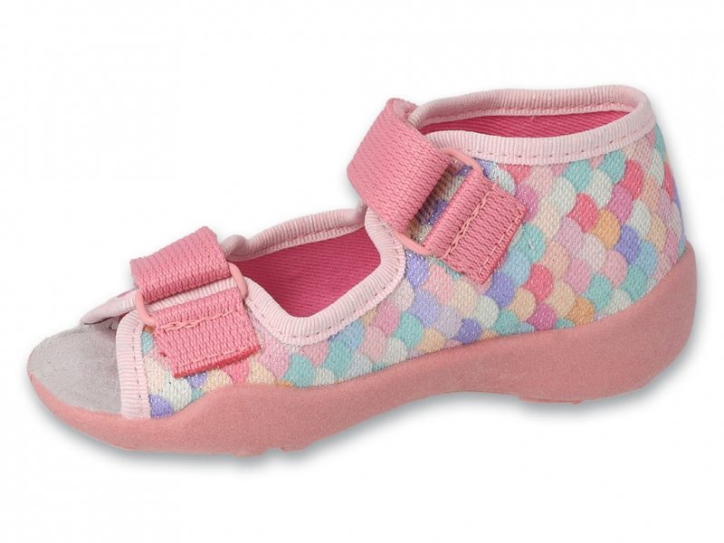 Befado 342P060 PAPI sandałki dziewczęce różowe na rzepy