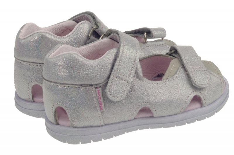 Sandałki dziewczęce MAZUREK 1363 perłowe rzepy 