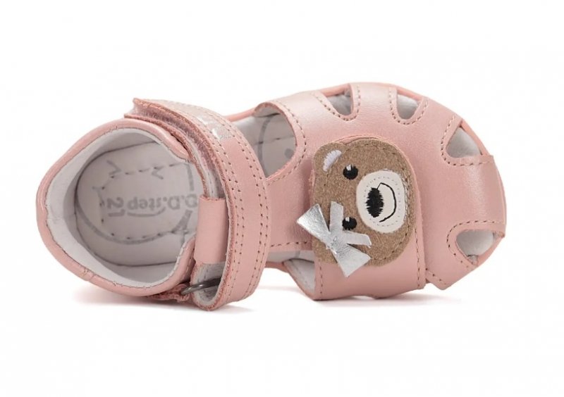 Sandałki skórzane D.D.STEP G075-51284D Baby Pink na rzepy
