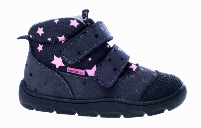 Trzewiki MAZUREK TE-POR 1369 NAVY STARS barefoot na rzepy