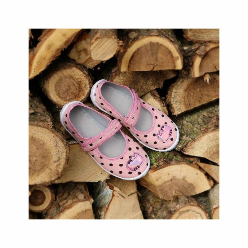 RAWEKS DOROTKA D39 kapcie dziewczęce na rzep - kotek 