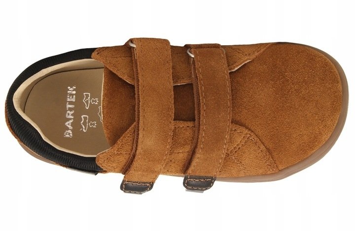 Półbuty BARTEK BAREFOOT 8600363 jasny brąz na rzepy