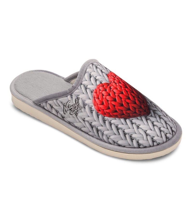 METEOR Natural Style 100 SERCE kapcie damskie szare