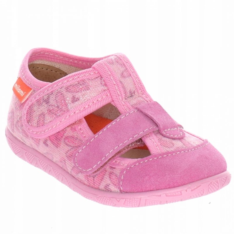 MILAMI 118 BR-61 PINK kapcie dziewczęce różowe na rzepy