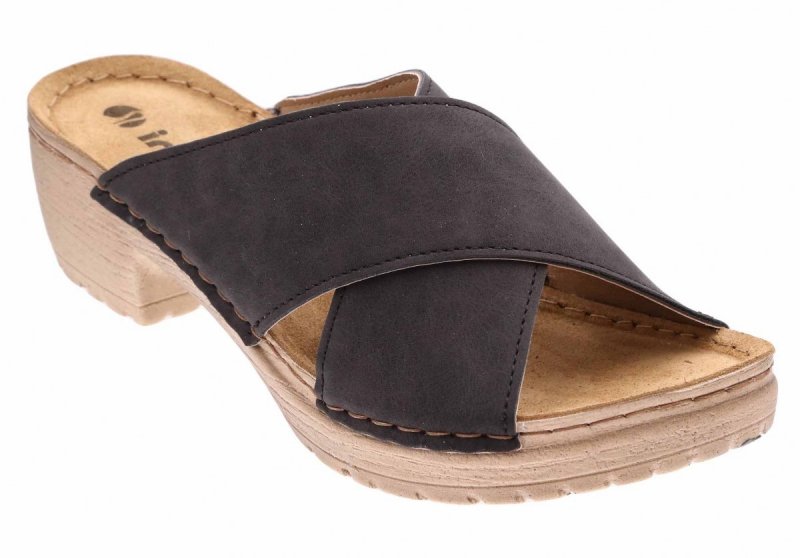 Klapki damskie INBLU  BL-03 NERO obcas