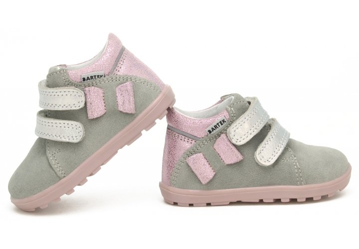 Trzewiki BARTEK BABY 11732-009 jasny szary/róż na rzepy