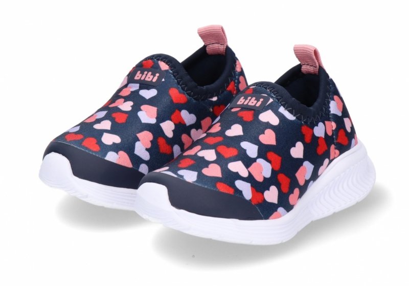 BIBI 1136109 buty sportowe wkładane granatowe w serduszka