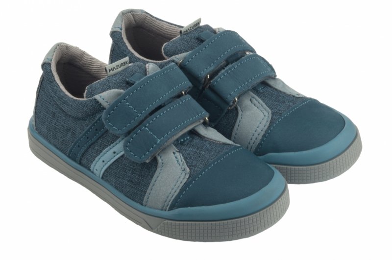 MAZUREK 1219 JEANS MIX półbuty  chłopięce na rzepy