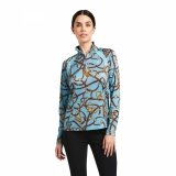Bluzka damska SUNSTOPPER 2.0 - Ariat - milky blue bridle print