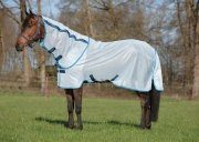 Derka siatkowa z odpinanym kołnierzem AMIGO Bug Rug - HORSEWARE - Azure Blue/Electric Blue & Navy