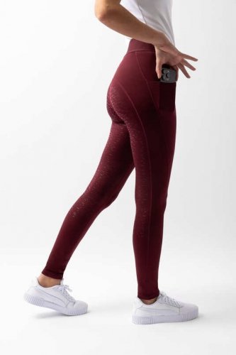 Legginsy jeździeckie damskie MAIA - Horze - burgundy brown