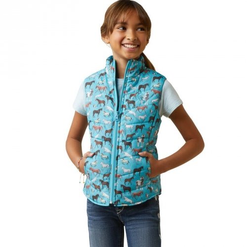 Kamizelka dwustronna młodzieżowa Bella Reversible Insulated Gilet - Ariat - mosaic blue/aqua foam