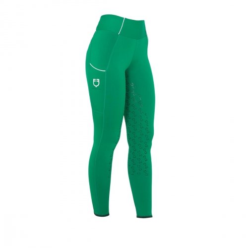 Legginsy damskie Classic Slim Fit Full Grip - EQUESTRO - ultramarine green 