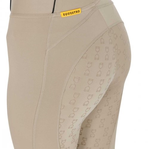 Legginsy damskie Classic Slim Fit Full Grip - EQUESTRO - piaskowe 