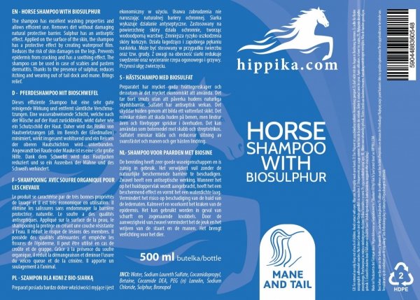 Szampon z bio-siarką 500ml - HIPPIKA.COM