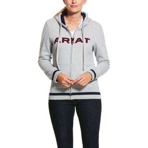 Bluza damska LOGO FULL ZIP SS20 - ARIAT - heather grey/team