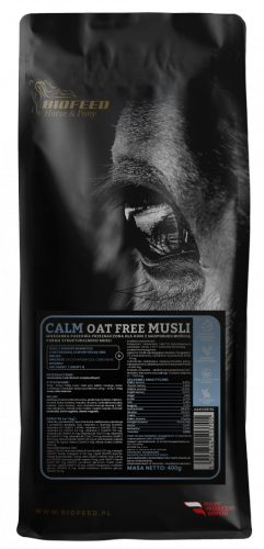 Musli dla koni nerwowych z CBD 400g Horse &amp; Pony Calm Oat Free Musli - BIOFEED