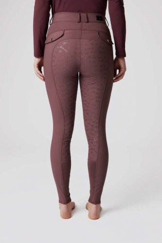 Bryczesy damskie z wysokim stanem ANDREA - Horze - Burgundy Red Mahogany
