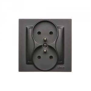 KONTAKT SIMON 10 CZARNY MAT GNIAZDO Z/U 2X ZACISKI ŚRUBOWE 16A 250V