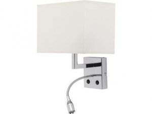 HOTEL LED ECRU/ CHROM OPRAWA ŚCIENNA KINKIET NT LED 2.2W 1X E27/ 25W IP20 STAL CHROMOWANA/ TKANINA