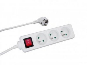 PRZEDŁUŻACZ LISTWOWY P450w 4X 5M Z/U OKRĄGŁY WTYCZKA KĄTOWA 3x1,0mm2 IP20 10A 250V~ BIAŁY WYŁĄCZNIK