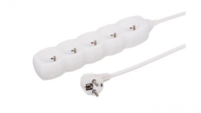Przedłużacz 5-gniazdowy, 3m biały, 3x1,0mm OWY 34530