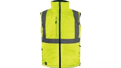 Kamizelka ocieplana, ostrzegawcza, dwustronna z poliestru Oxford, kl.2, kolor Żółty Fluo-Granatowy, rozmiar: XXL, FIDJ3HVJAXX