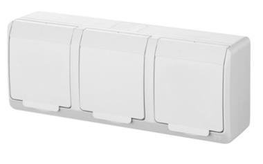 HERMES BIAŁY GNIAZDO NT 3X Z/U Z KLAPKĄ IP44 ZACISKI ŚRUBOWE 16A 250V