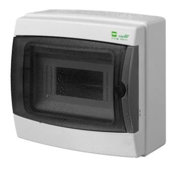 GALANT PLUS ROZDZIELNIA PLASTIKOWA NT 8M 1X 8M N+PE IP65 IK08 217X235X117 DRZWI DYMNE SZARY