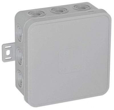 V6 PUSZKA INSTALACYJNA NT 85X85X41 IP54 IK07 PUSTA 12-WLOTOWA Z OSŁABIENIAMI KLIK POPIEL