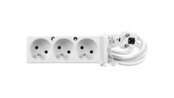Przedłużacz 3-gniazda z/u 10A 3m /OMY 3x1/ biały PS-370 T-110020
