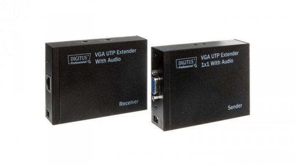 Przedłużacz/extender VGA 1920x1200 po skrętce kat.5e UTP, do 300m z audio /miniJack/ DS-53400