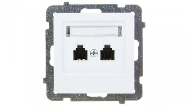 AS Gniazdo telefoniczne podwójne RJ11 niezależne białe GPT-2GN/m/00