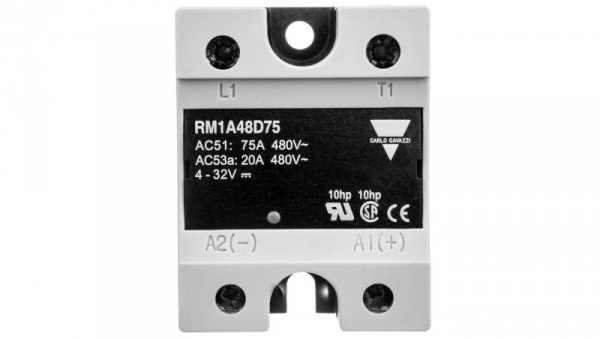 Przekaźnik półprzewodnikowy jednofazowy 75A 42-530V AC 4-32V DC RM1A48D75