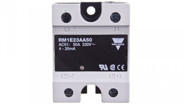 Przekaźnik półprzewodnikowy jednofazowy 50A 90-280V AC sterowanie 4-20mA RM1E23AA50