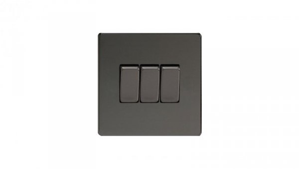 Łącznik uniwersalny schodowy potrójny 10A 230V klawiszowy 86x86mm - kolor czarne irydium METZ2E3SI-D