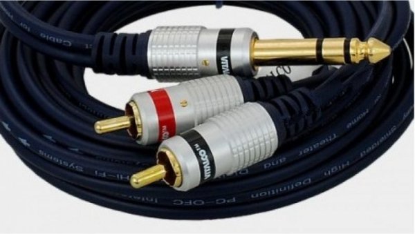 Kabel audio wt.Jack 6,3 stereo/2xwt.RCA MK82 5m