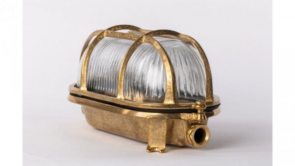 Oprawa mosiężna OVAL 17, E27, 60W, klosz przeźroczysty-szkło, IP64, siatka mosiężna A17