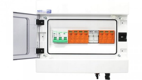 Rozdzielnica hermetyczna fotowoltaiczna DC z wyposażeniem AC/DC 1000V 1 string + wkładki 10x38 MC4 ogranicznik przepięc