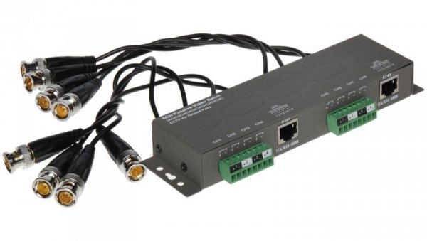 Transformator do przesyłania 8 sygnałów wideo AHD, HD-CVI, HD-TVI, CVBS, 4K UHD po skrętce TR-8M