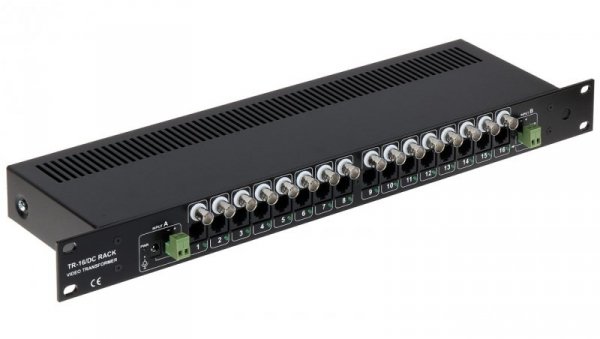 Transformator do przesyłania sygnału wideo + zasilanie po skrętce 16-kanałowy AHD, HD-CVI, HD-TVI, CVBS, 4K UHD TR-16/DC-RACK