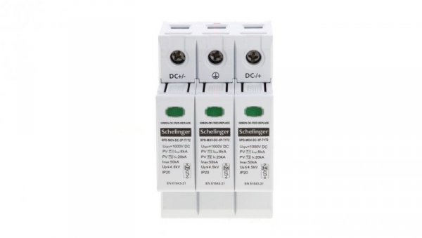Ogranicznik przepięć 3P 8kA DC 1000V Typ T1+T2 SCHELINGER A53-SPD-MOV-DC-3P