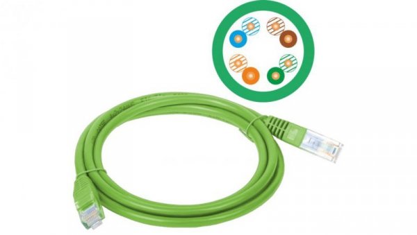 Patch-cord U/UTP kat.5e PVC 0.5m zielony KKU5ZIE0.5