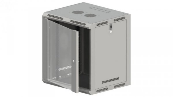 Szafa wisząca 19 15U 600x600, niedzielona, drzwi jednoskrzydłowe, szara SW-15U-600-600-N-DSJ-OP-RP-B-S