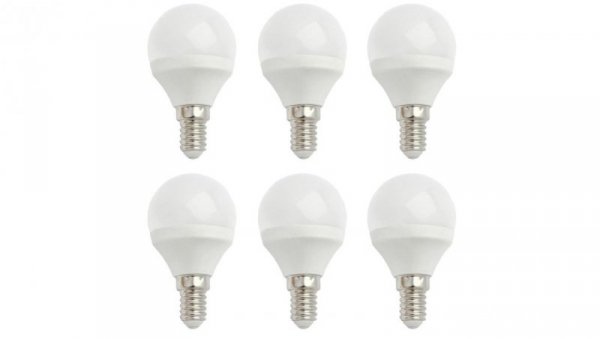 Żarówka LED E14 230V 6W kula 520lm ciepła komplet 6szt