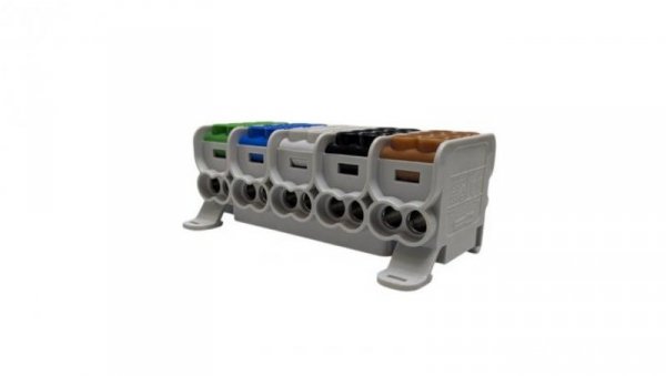 Blok dystrybucyjny - rozdzielczy HLAK25 5P brązowy, czarny, szary, niebieski, zielony 2xAl/Cu 25mm²+16mm² 1000VAC/1500VDC MAG525